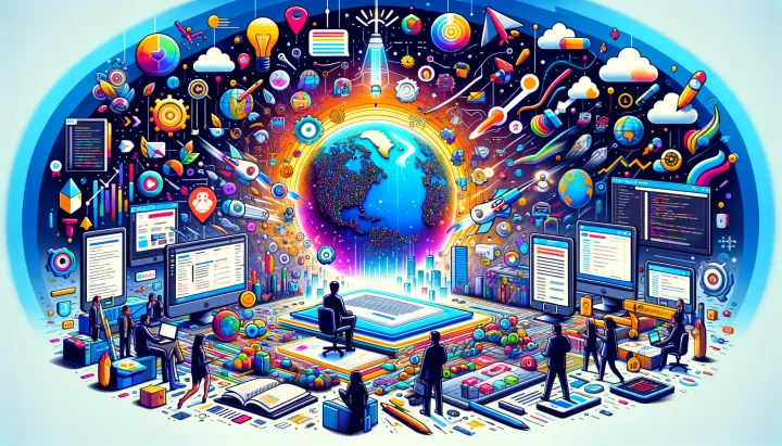 An image of a bright world surrounded by people embracing technological innovation